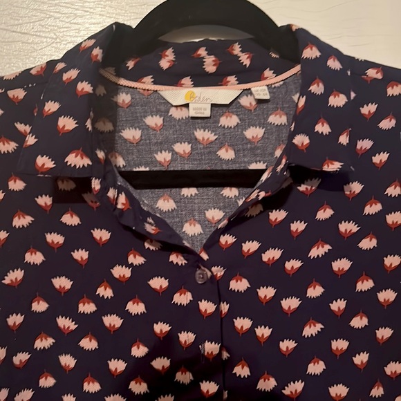 Boden Navy Blue and Pink Print Blouse - Picture 2 of 7